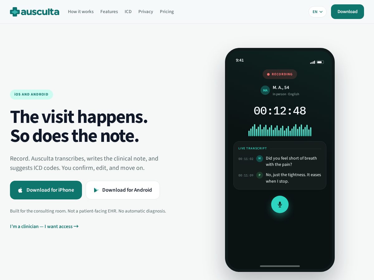 Landing-page snapshot of ausculta.online