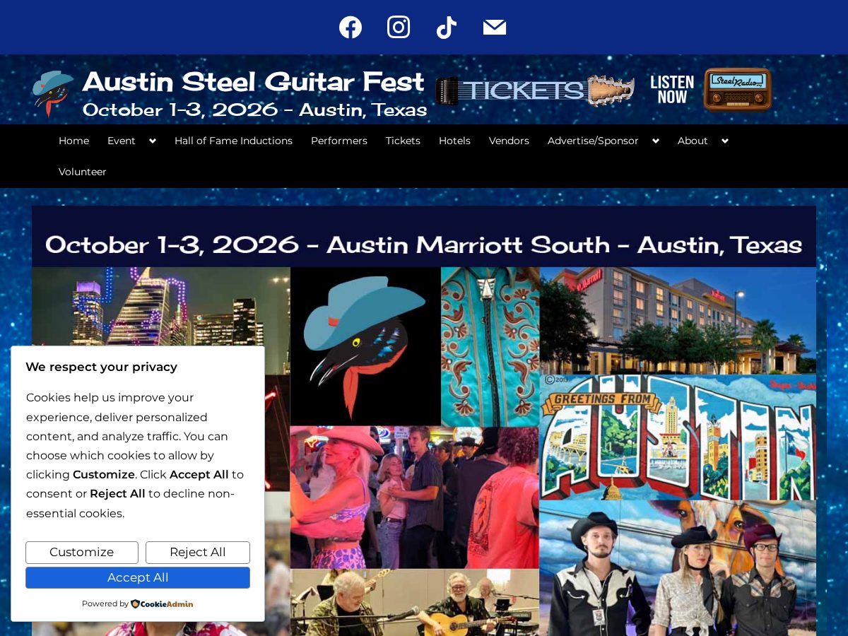 Landing-page snapshot of austinsteelguitarfest.com