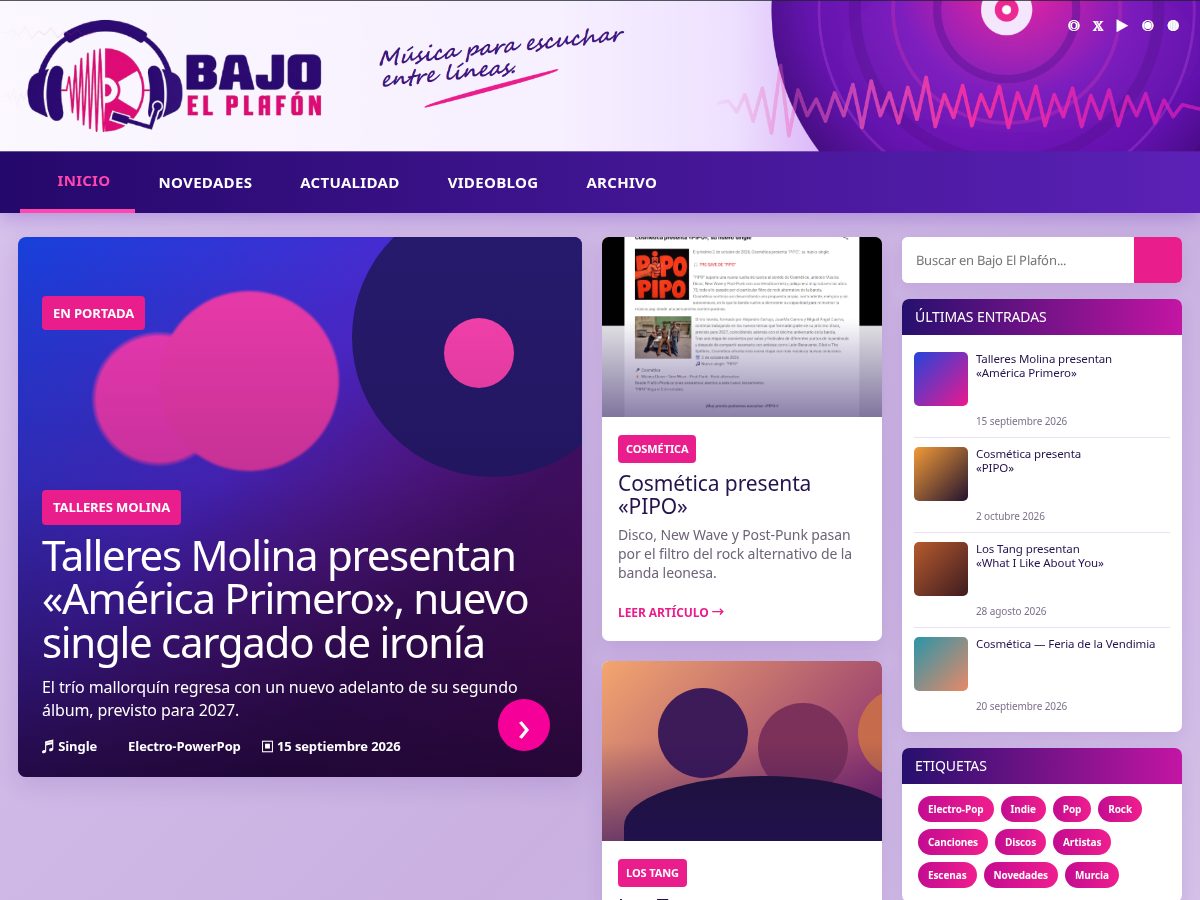 Landing-page snapshot of bajoelplafon.com