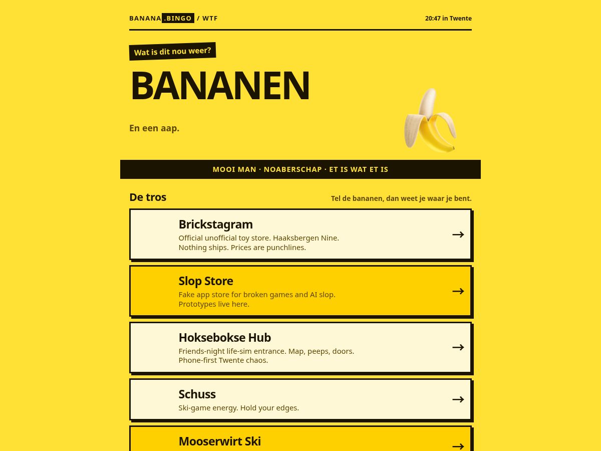 Landing-page snapshot of banana.bingo