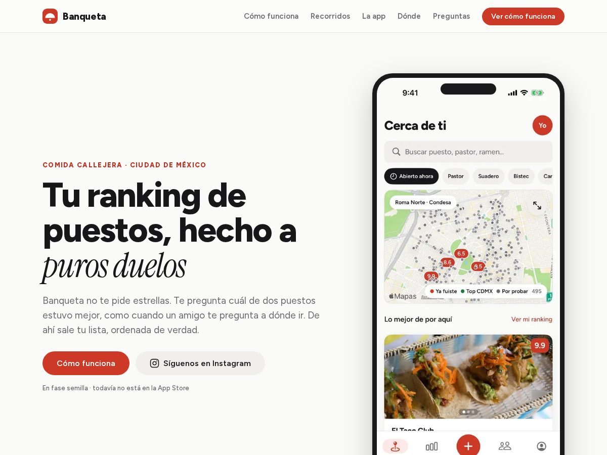 Landing-page snapshot of banquetaapp.com