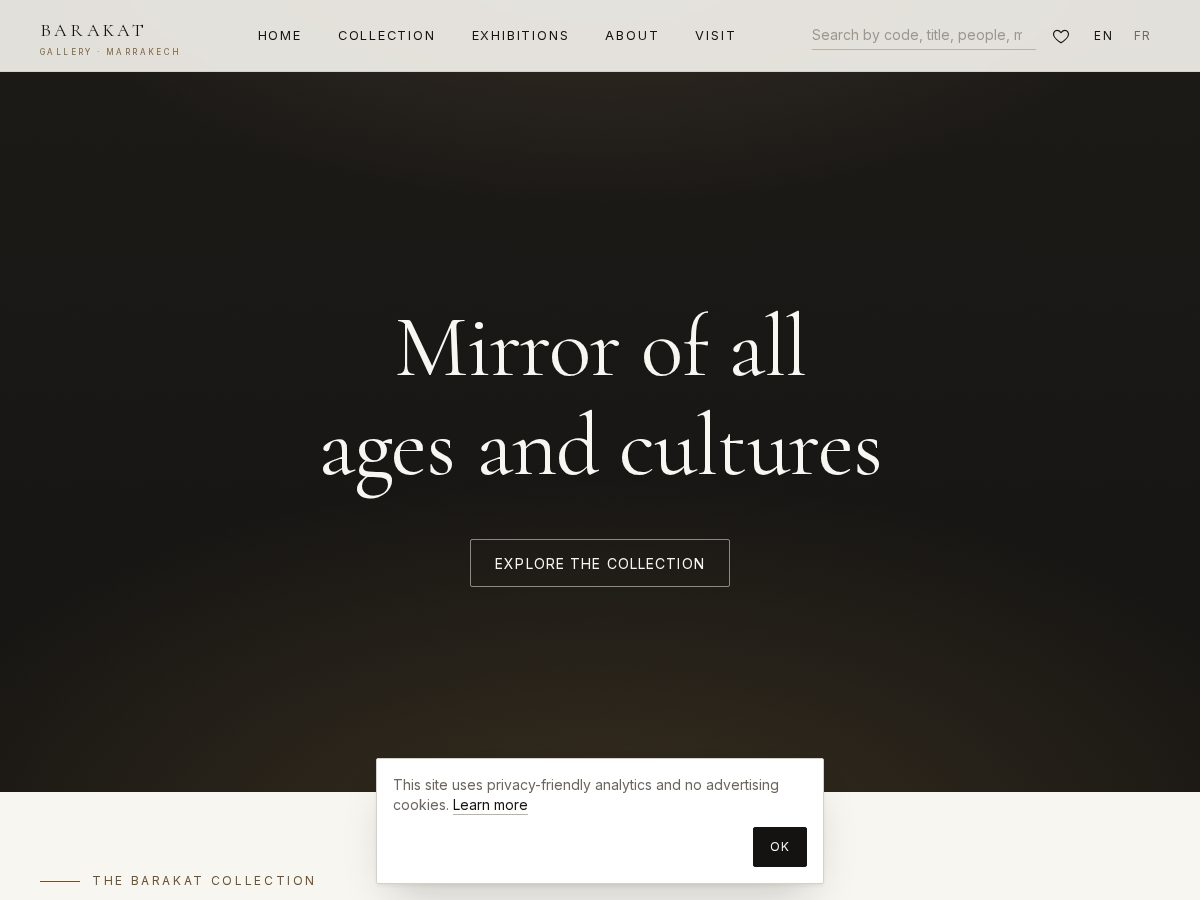 Landing-page snapshot of barakatgallerymarrakech.com