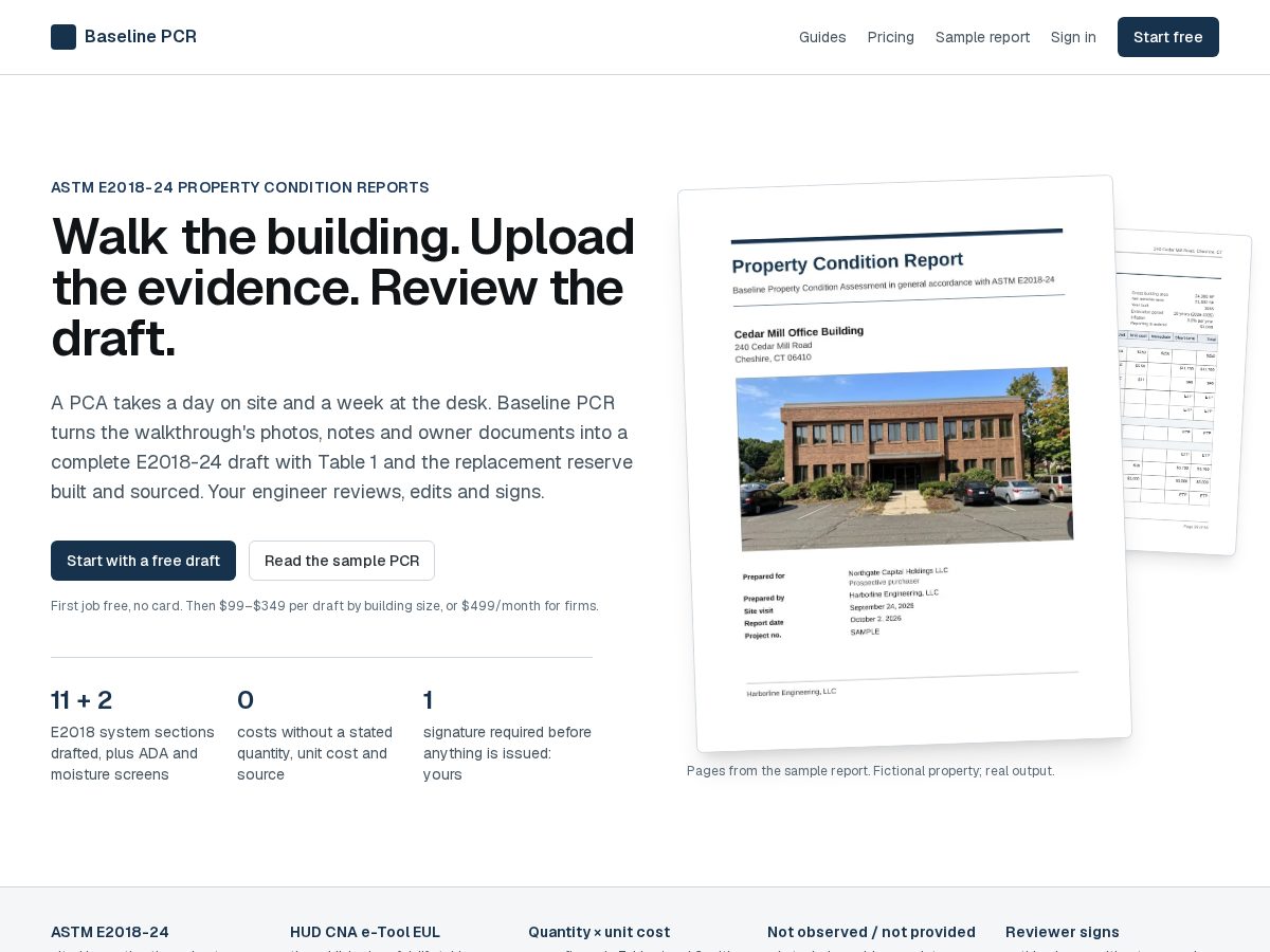Landing-page snapshot of baselinepcr.com