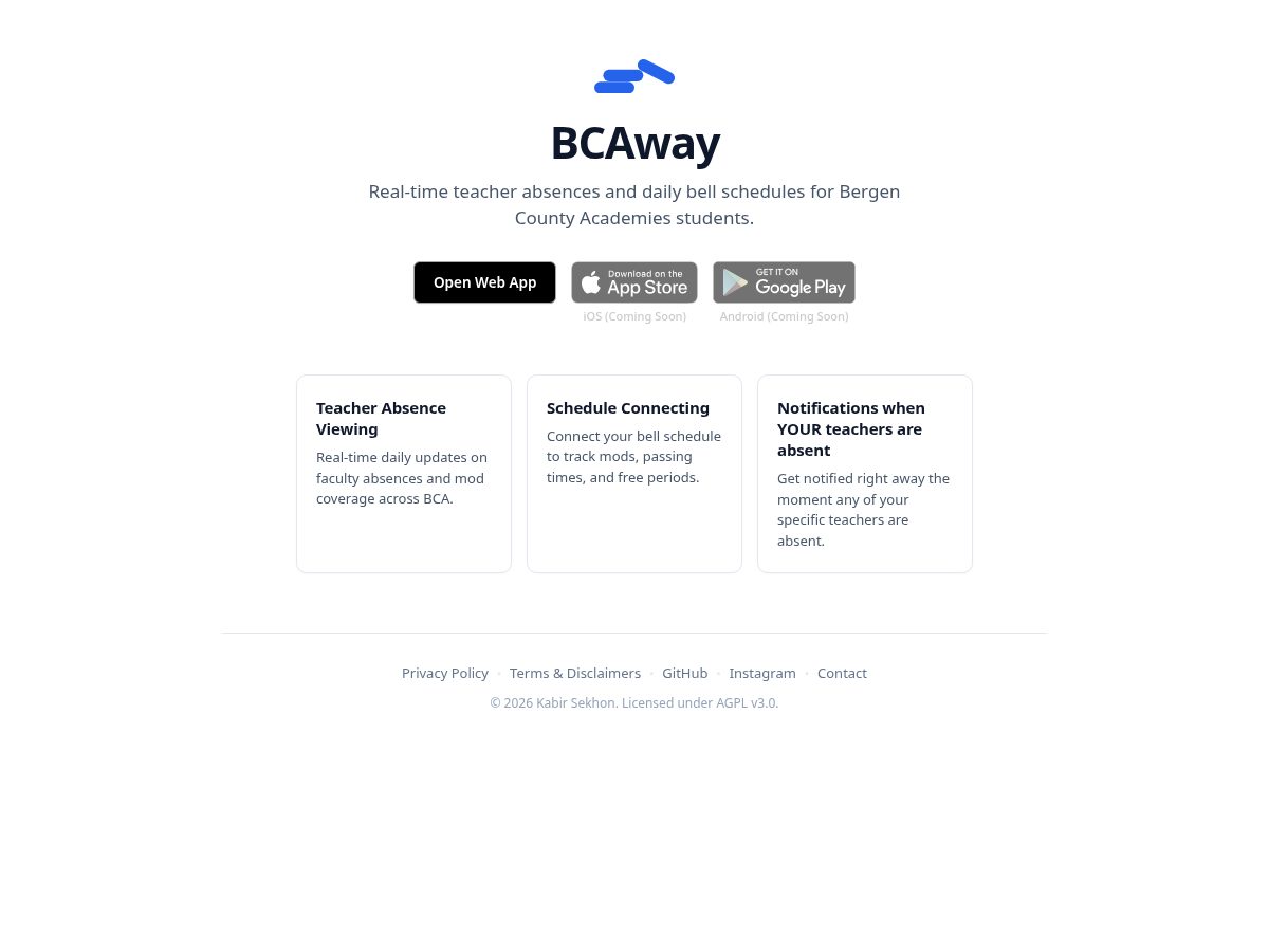 Landing-page snapshot of bcaway.app