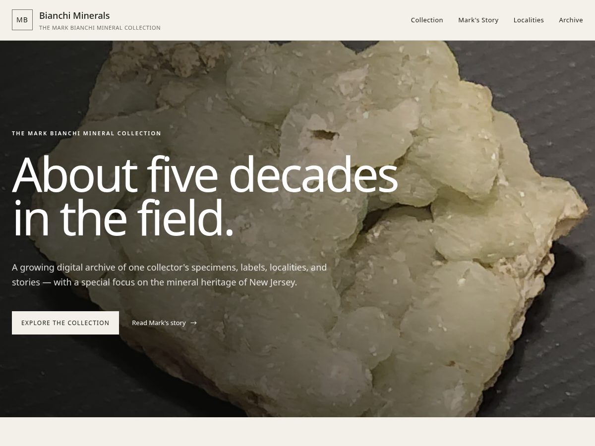 Landing-page snapshot of bianchiminerals.com