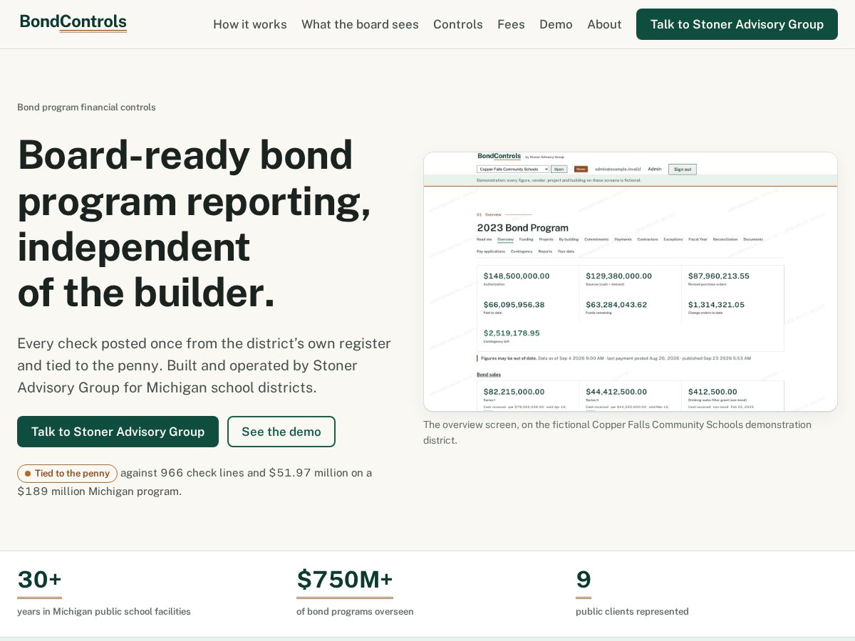 Landing-page snapshot of bondcontrols.com