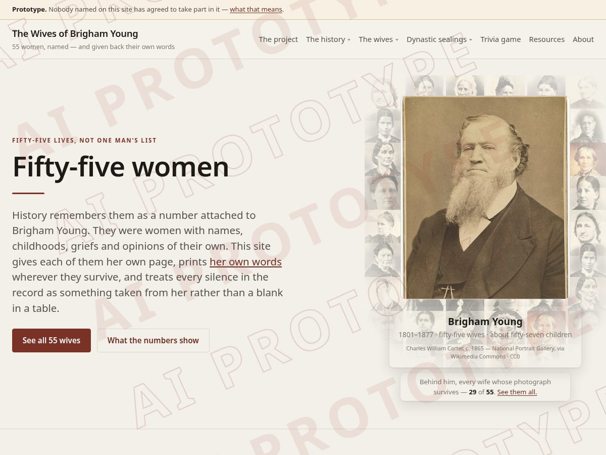Landing-page snapshot of brighamyoungspolygamy.com