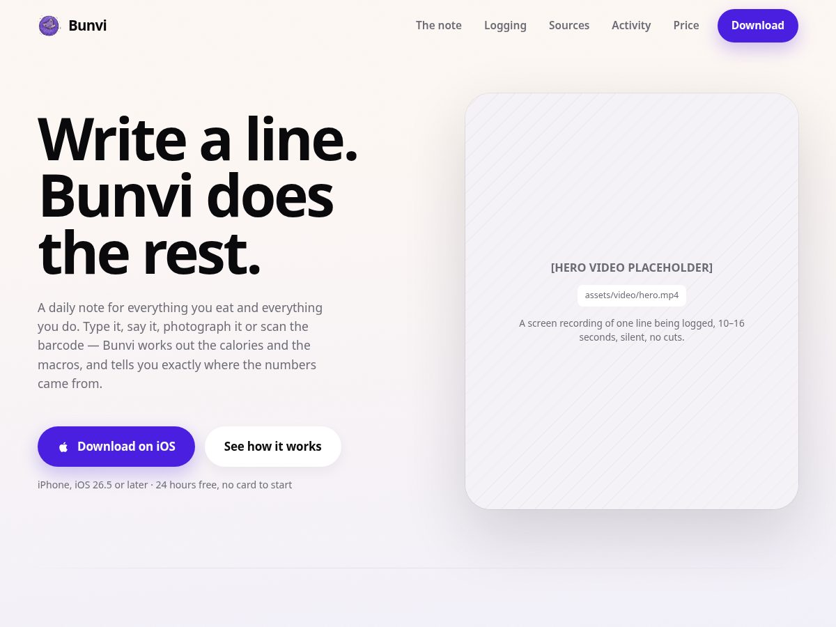 Landing-page snapshot of bunvi.app