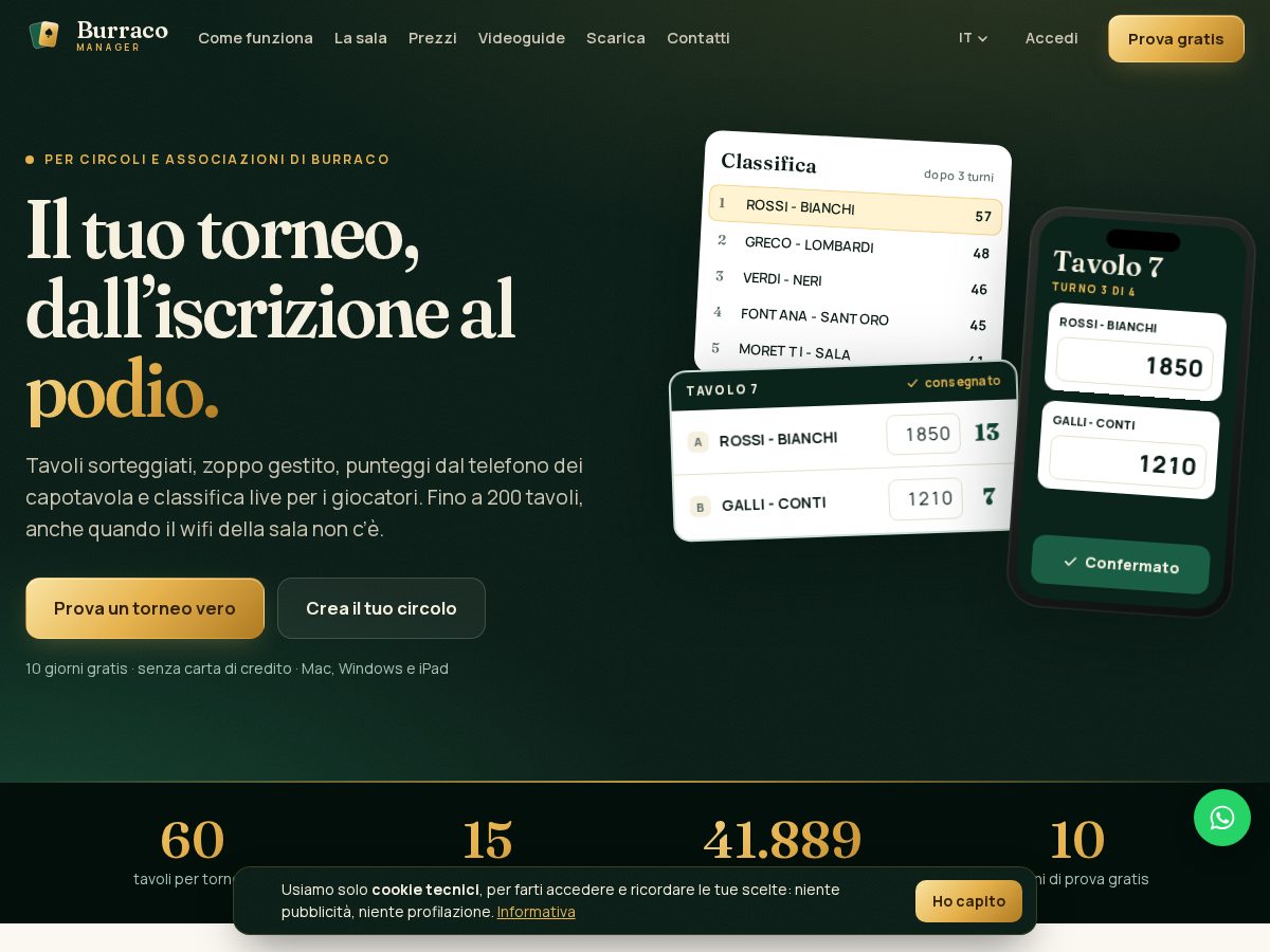 Landing-page snapshot of burracomanager.com