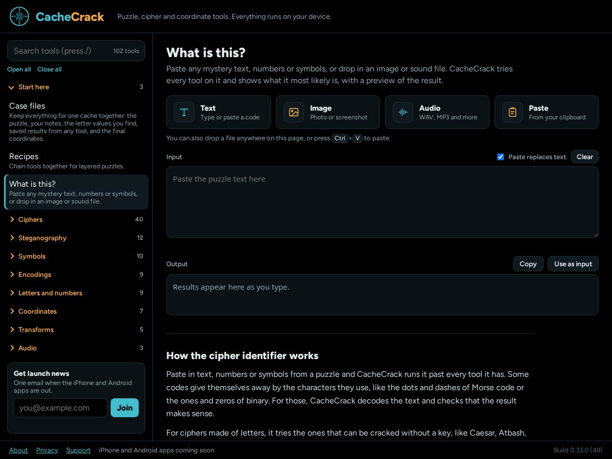 Landing-page snapshot of cachecrack.com