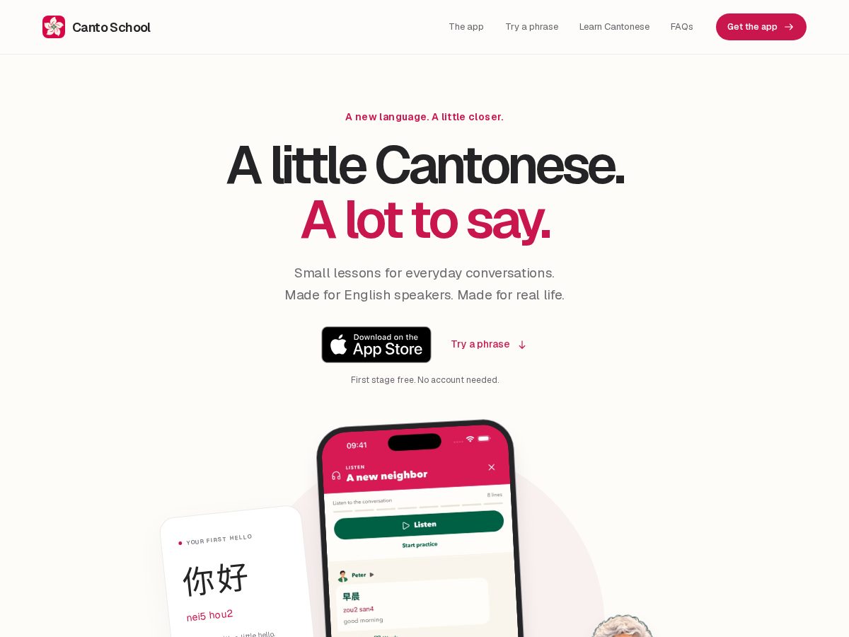 Landing-page snapshot of cantoschool.com