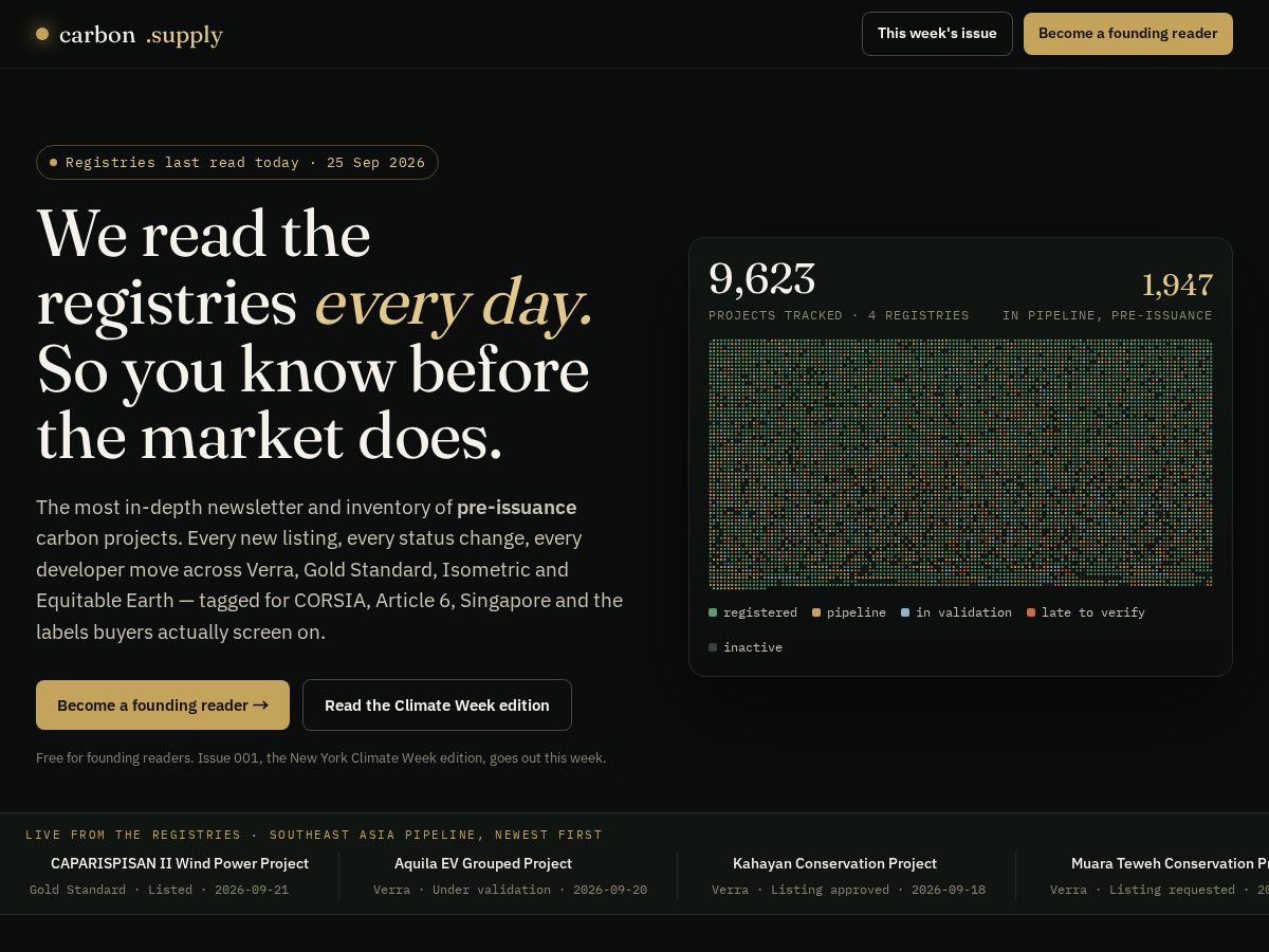 Landing-page snapshot of carbon.supply