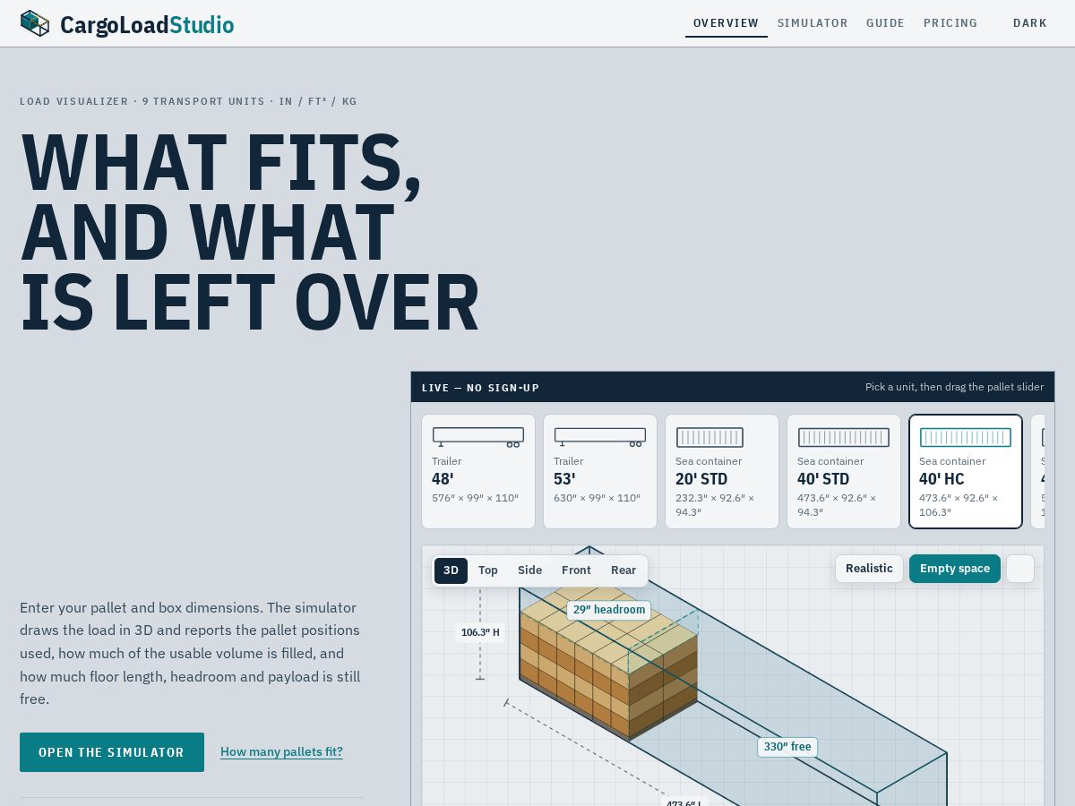 Landing-page snapshot of cargoloadstudio.com