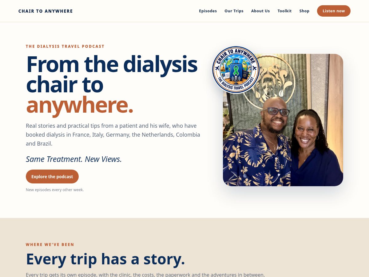Landing-page snapshot of chairtoanywhere.com