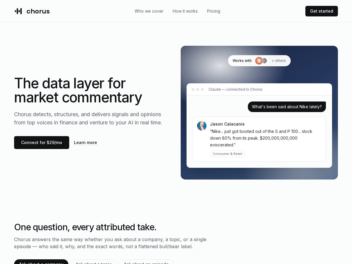 Landing-page snapshot of chorusmcp.com