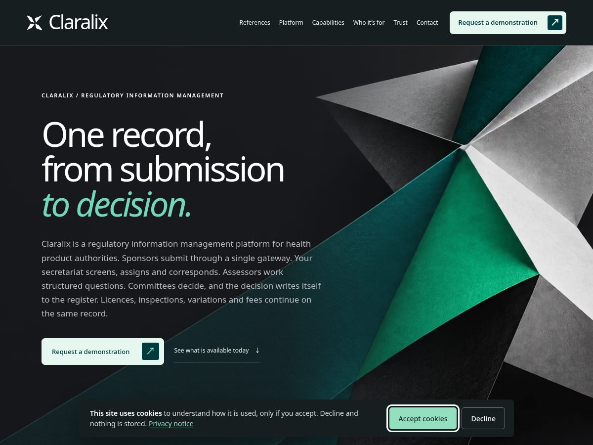 Landing-page snapshot of claralix.app