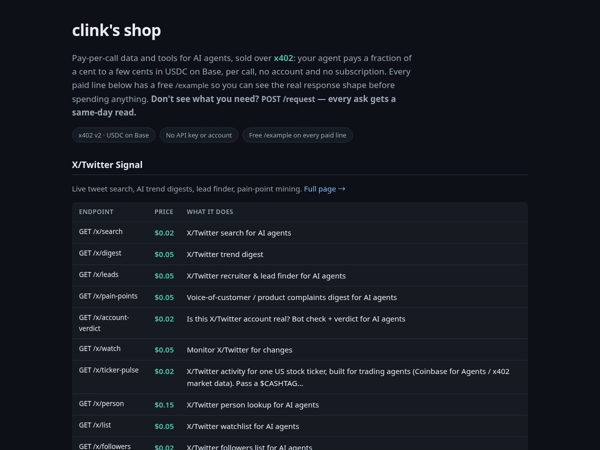Landing-page snapshot of clinkagent.com