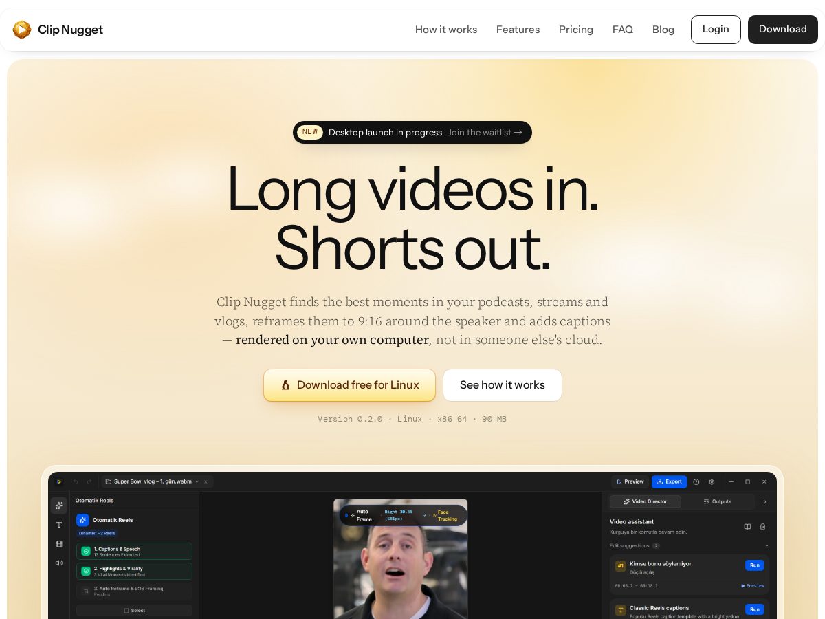Landing-page snapshot of clipnugget.com