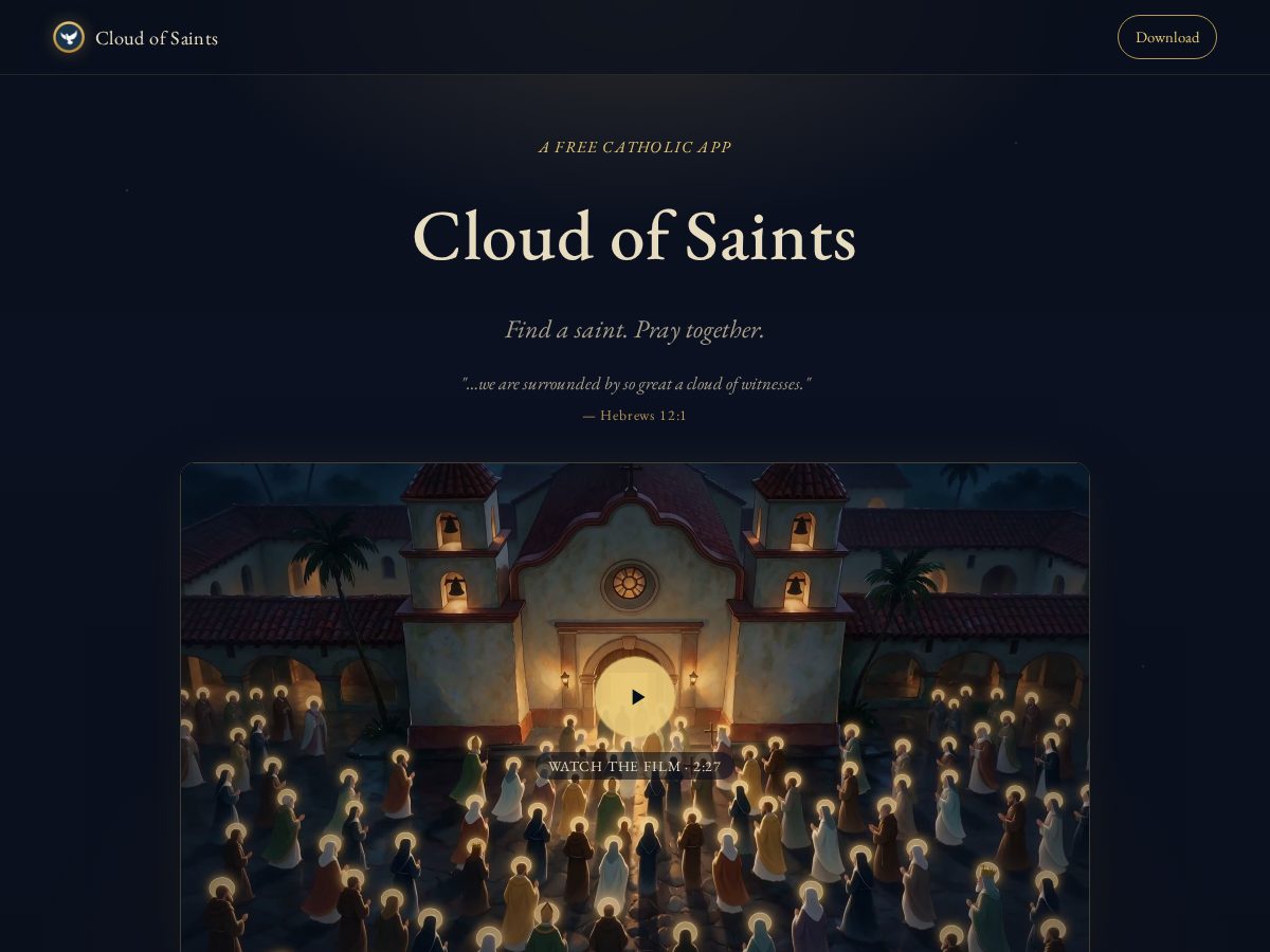 Landing-page snapshot of cloudofsaints.app