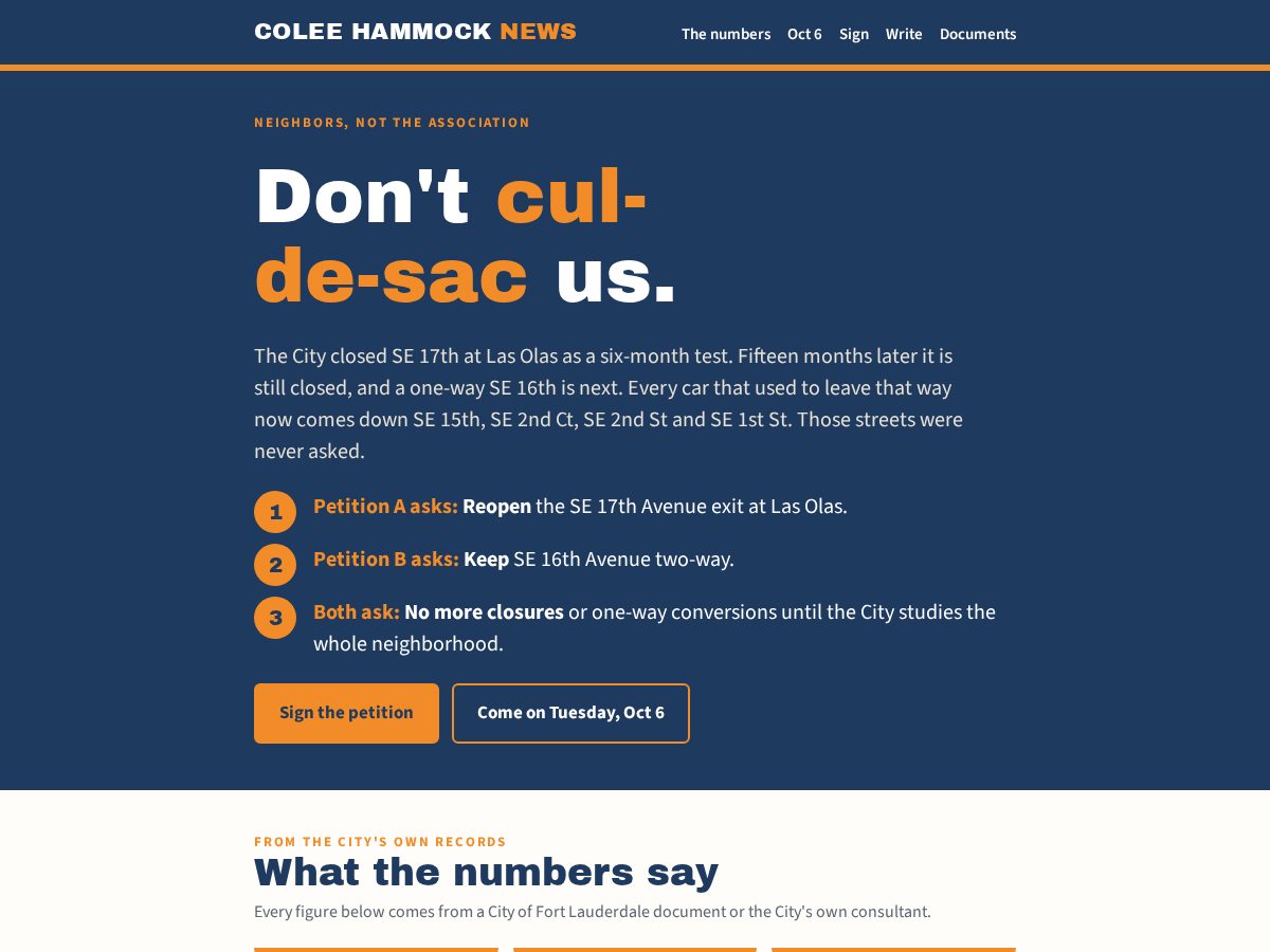 Landing-page snapshot of coleehammock.news