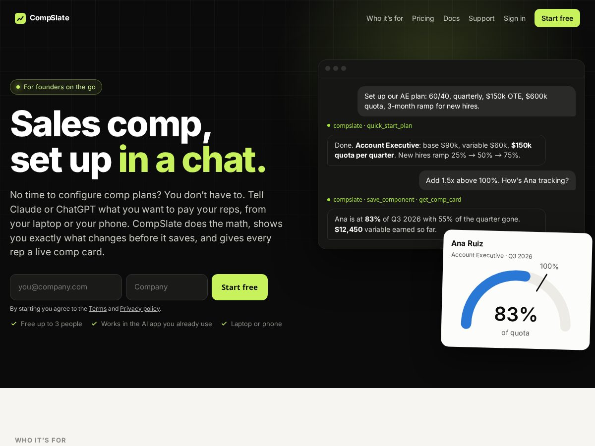 Landing-page snapshot of compslate.com