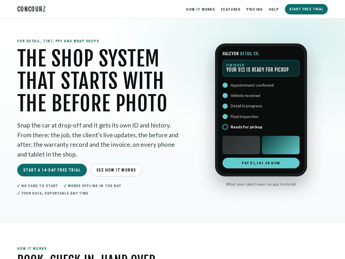 Landing-page snapshot of concourz.com
