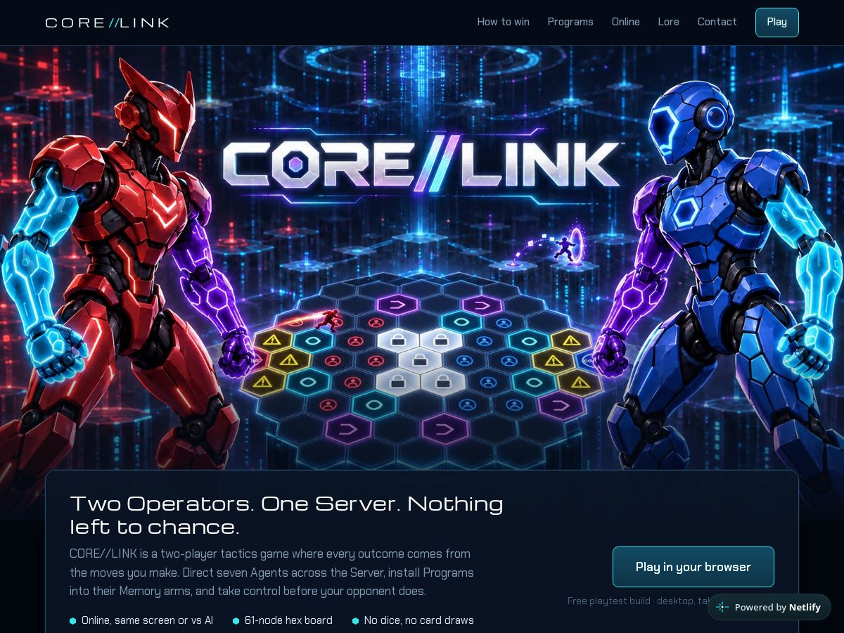 Landing-page snapshot of corelinkgame.com