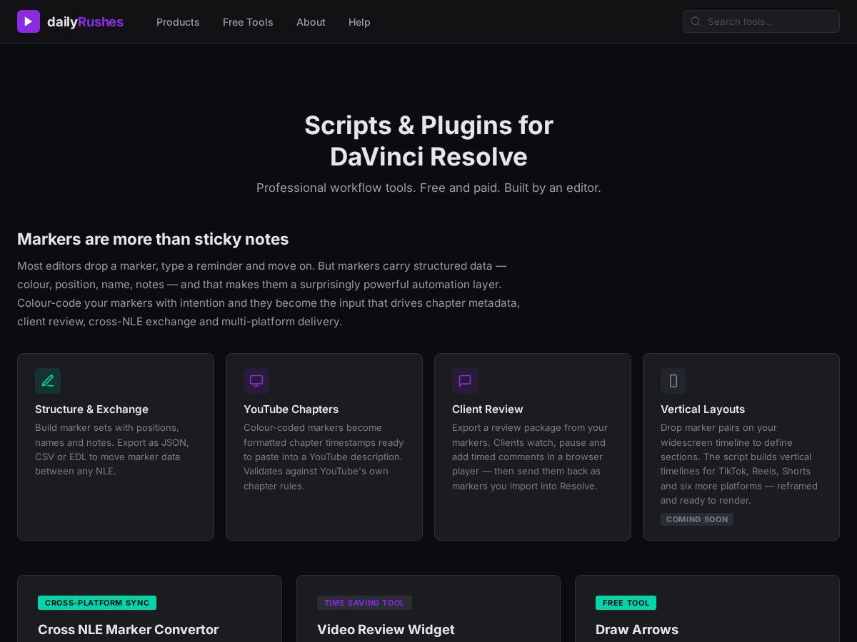 Landing-page snapshot of dailyrushes.store