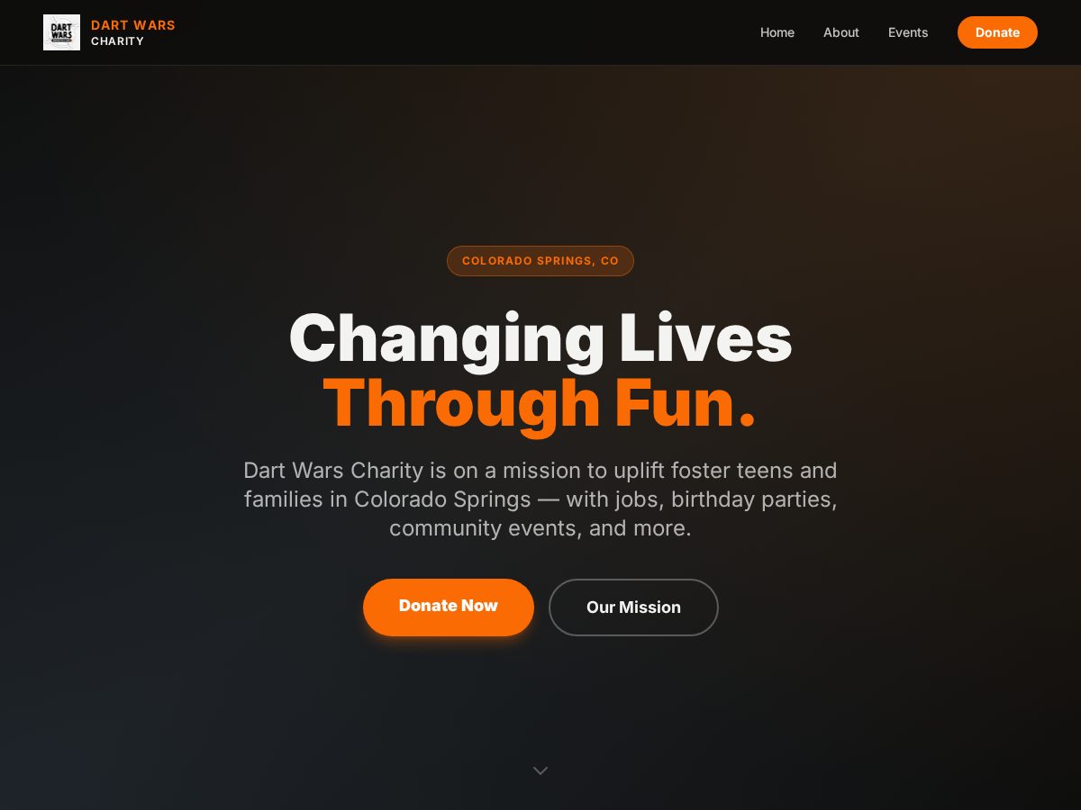 Landing-page snapshot of dartwarscharity.org