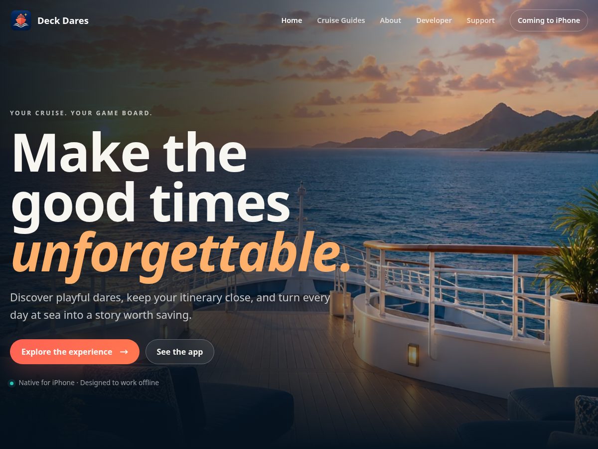 Landing-page snapshot of deckdares.app