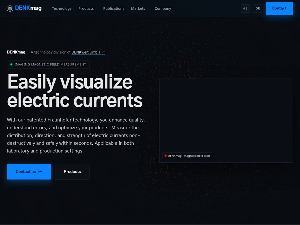 Landing-page snapshot of denkmag.com