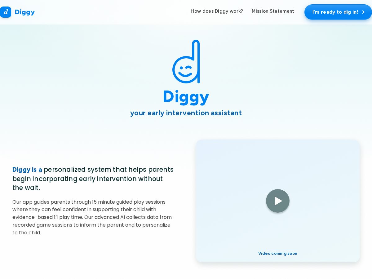 Landing-page snapshot of diggy.kids