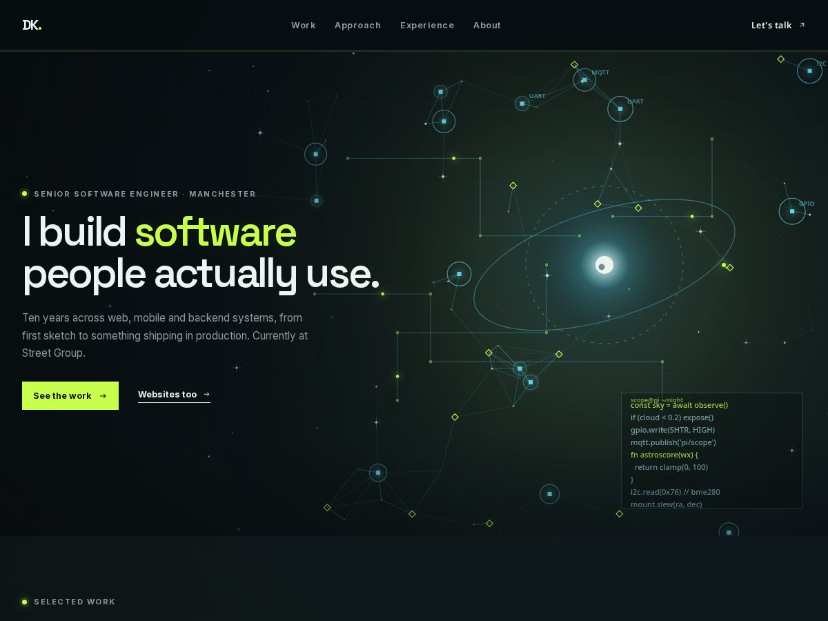 Landing-page snapshot of domking.dev