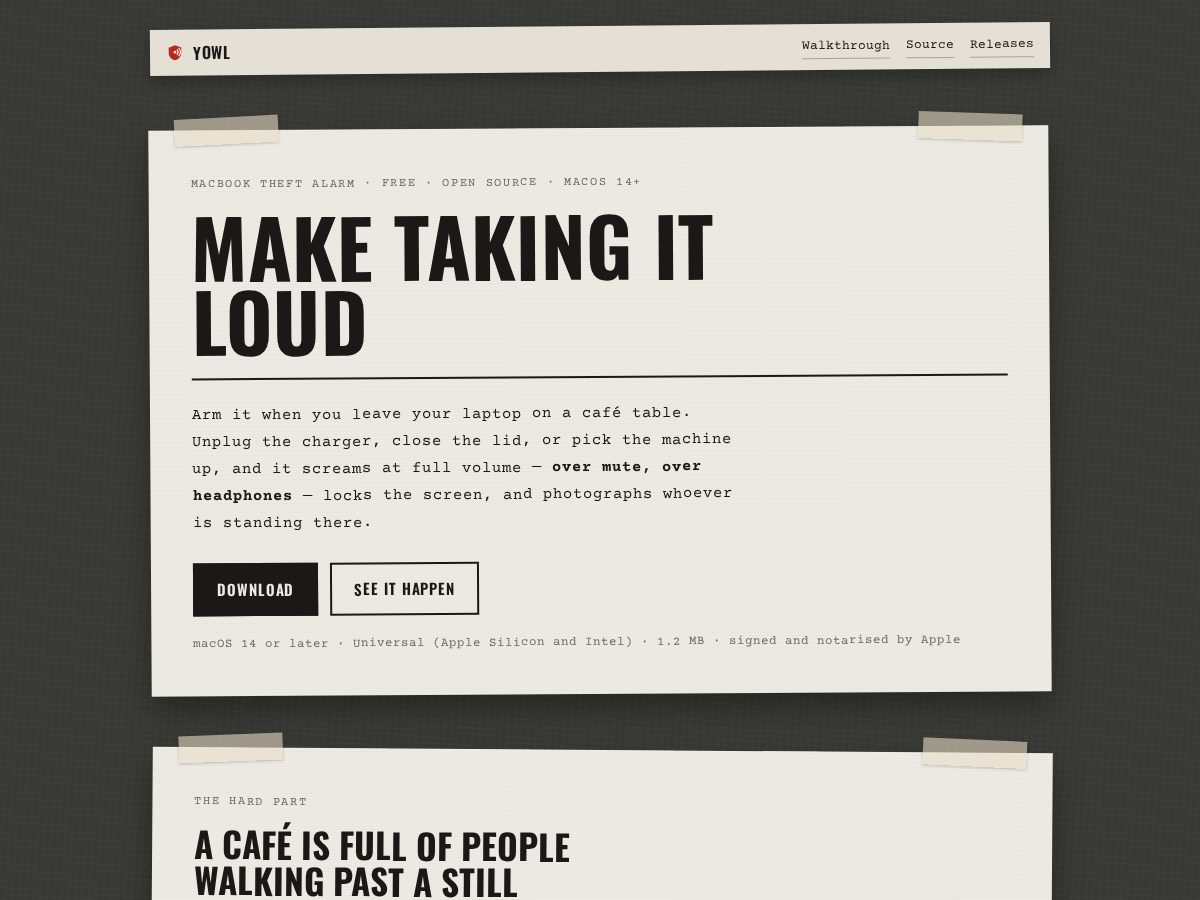 Landing-page snapshot of dontstealmylaptop.com