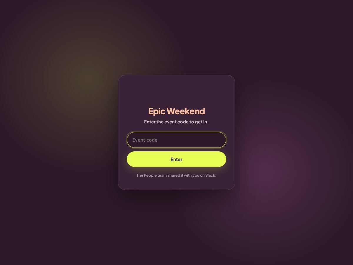 Landing-page snapshot of epicweekend.app