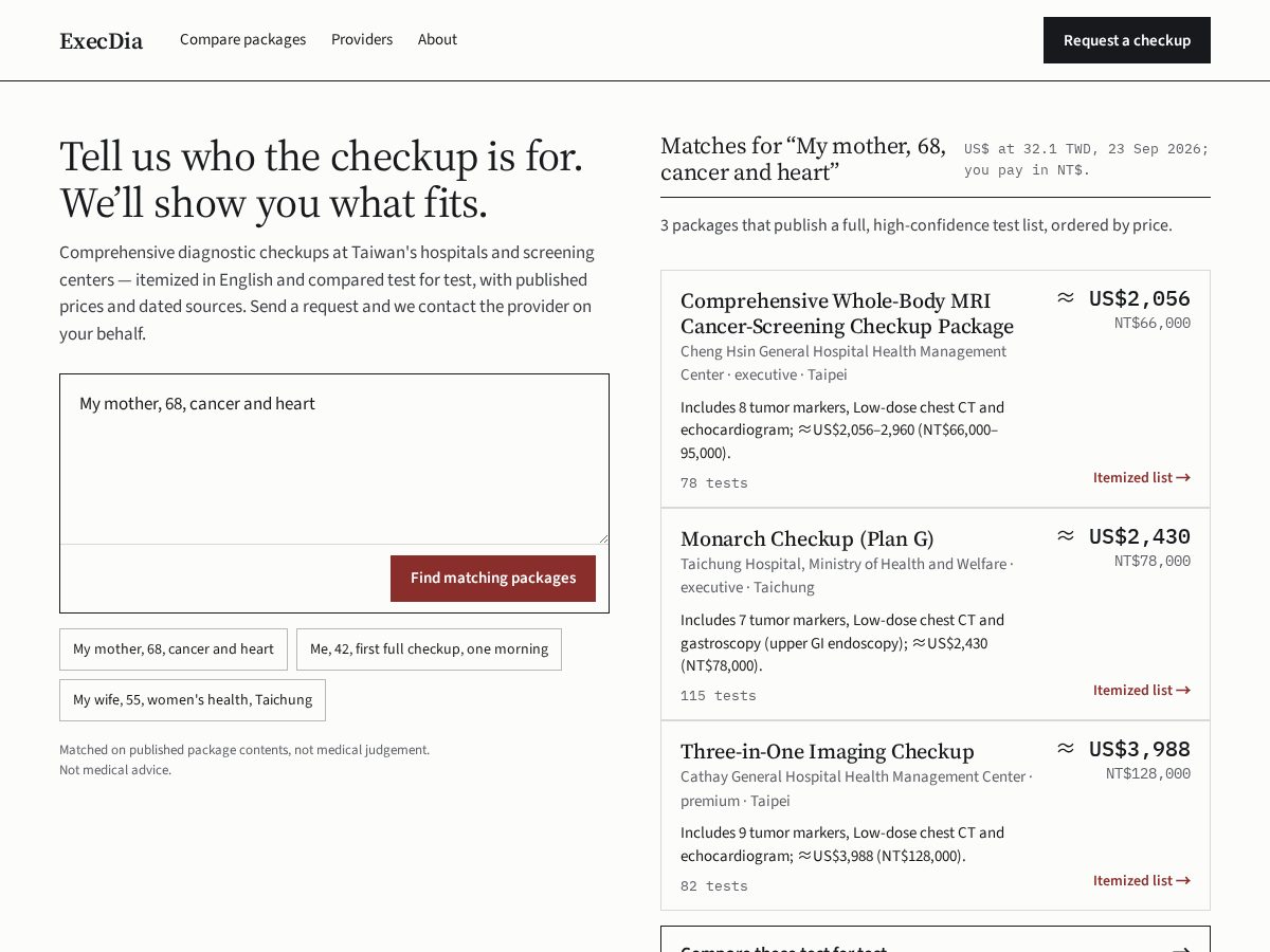 Landing-page snapshot of execdia.com