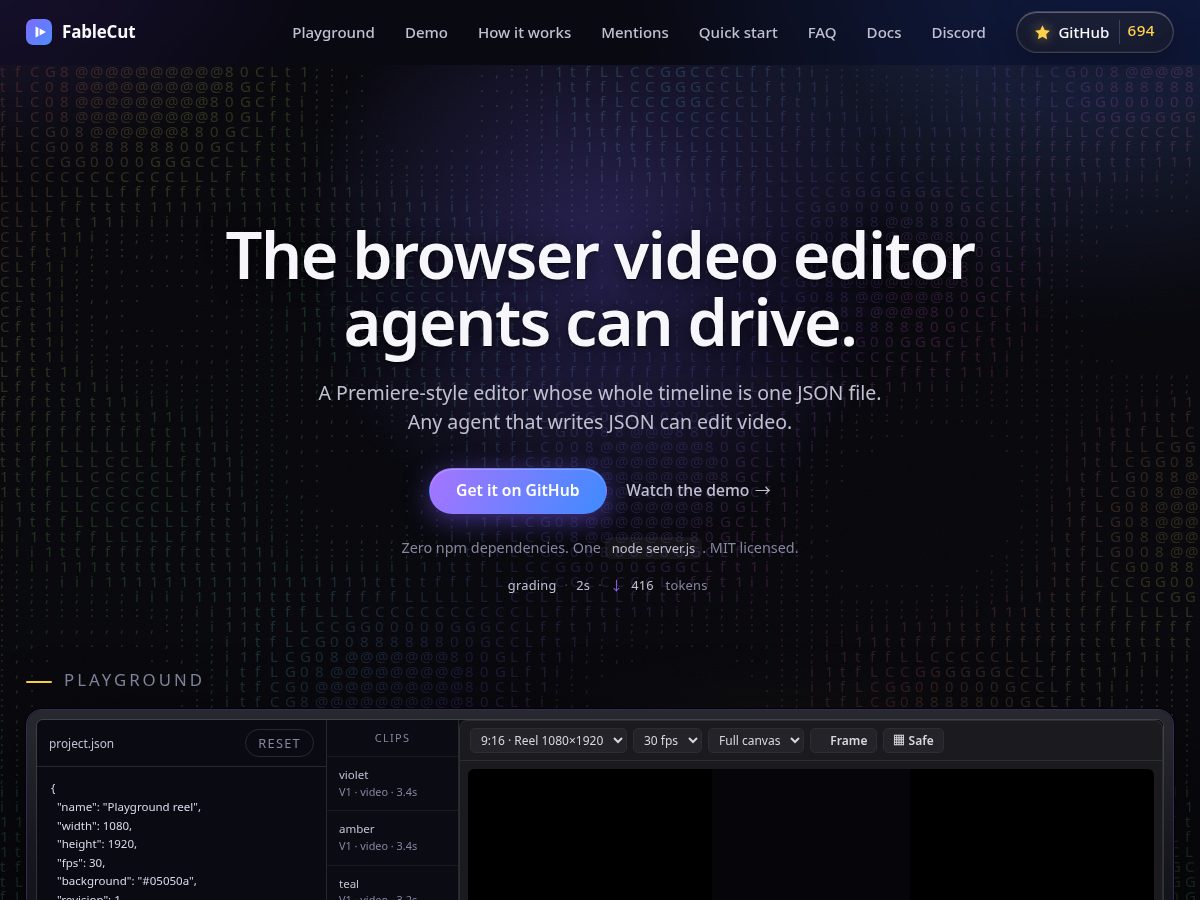 Landing-page snapshot of fablecut.space