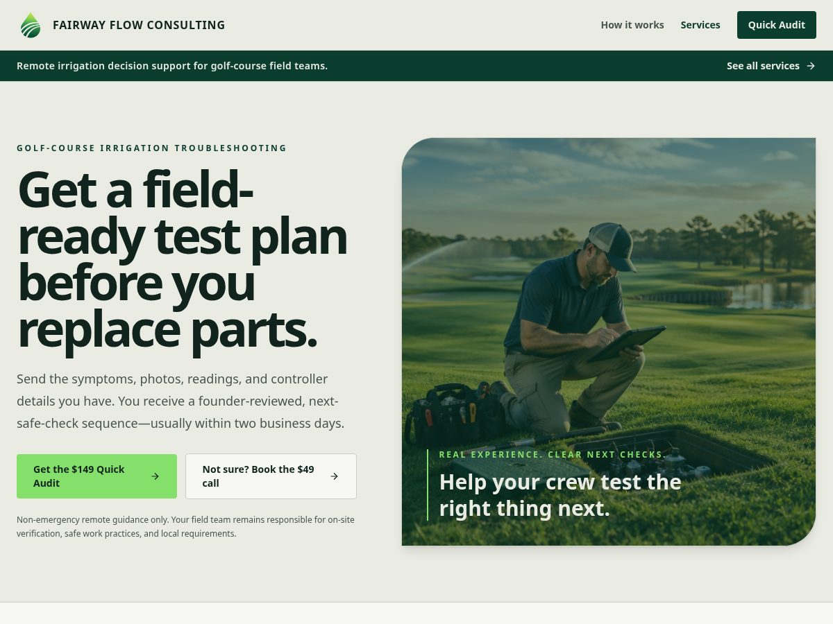 Landing-page snapshot of fairwayflowconsulting.com