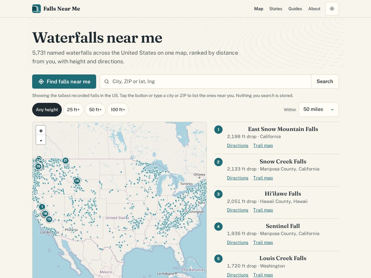 Landing-page snapshot of fallsnearme.com