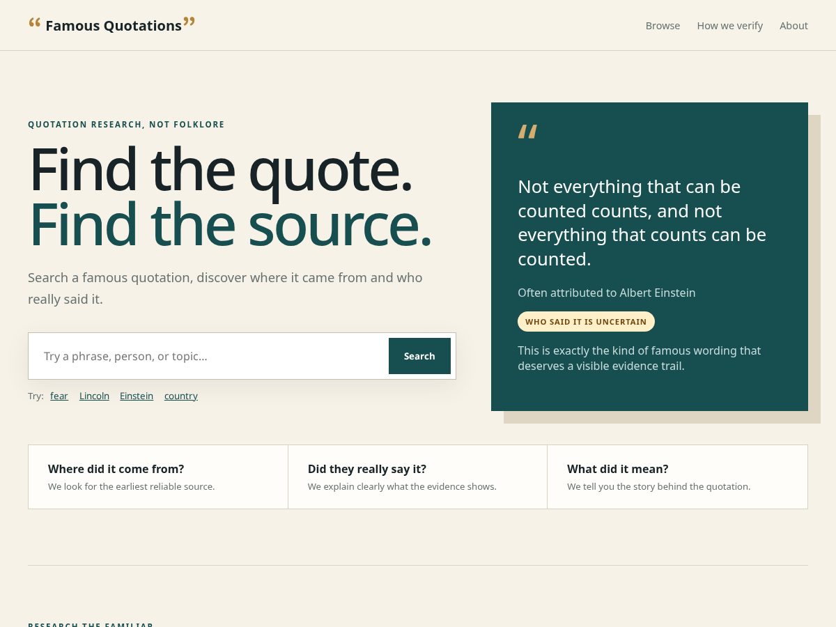 Landing-page snapshot of famousquotations.net