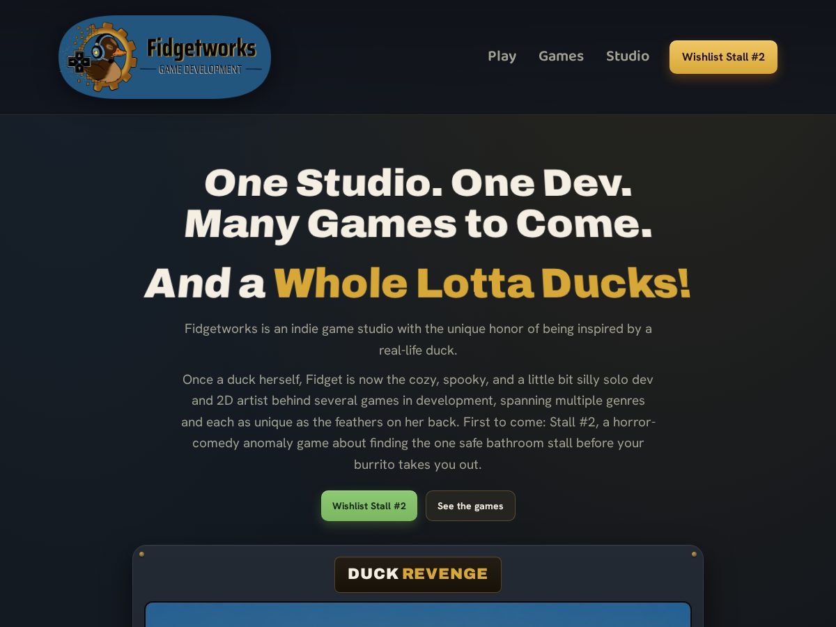 Landing-page snapshot of fidgetworksgamedev.com
