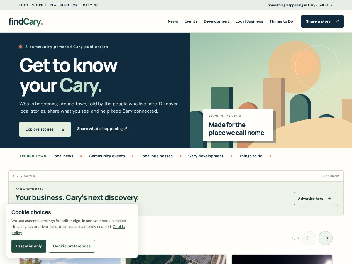 Landing-page snapshot of findcary.com