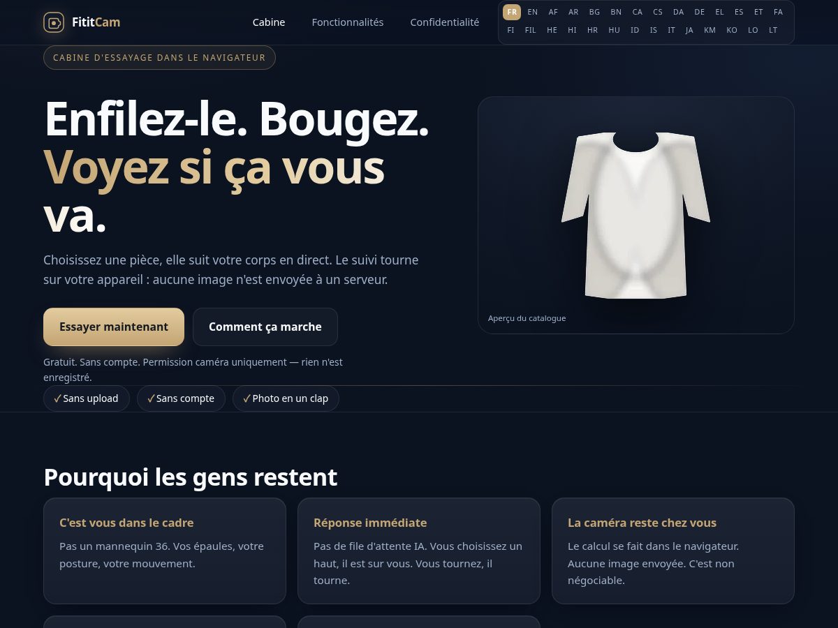 Landing-page snapshot of fititcam.com