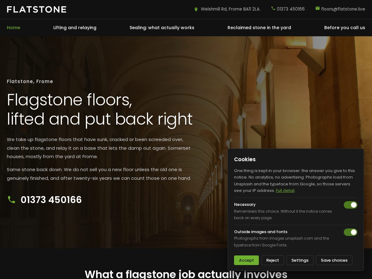 Landing-page snapshot of flatstone.live