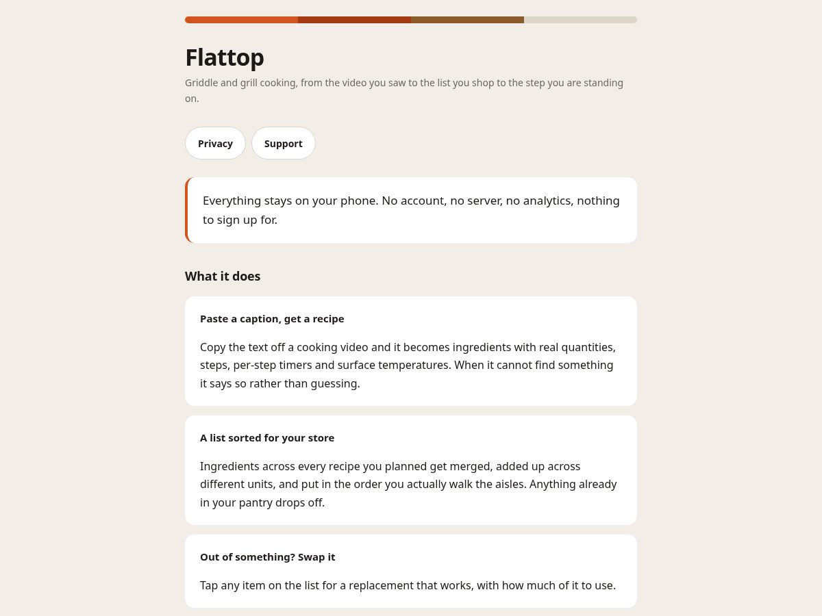 Landing-page snapshot of flattop.app