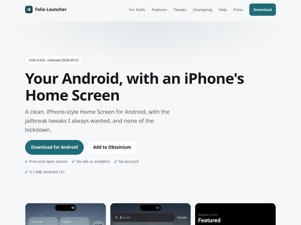 Landing-page snapshot of foliolauncher.com