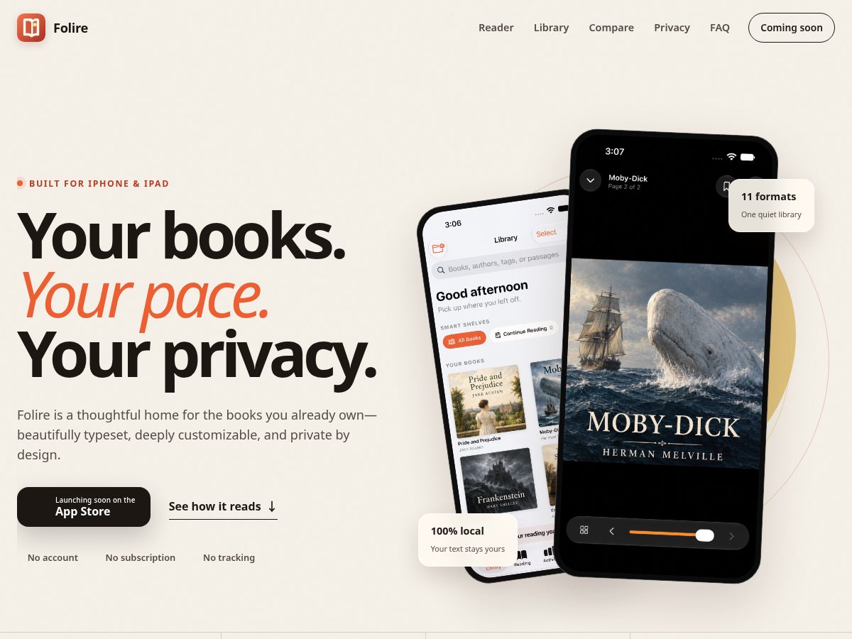 Landing-page snapshot of folire.app