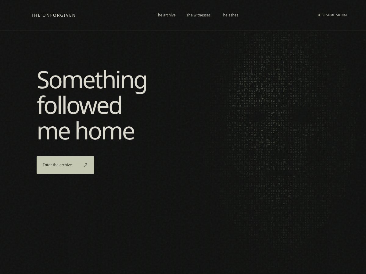 Landing-page snapshot of forgottenash.com