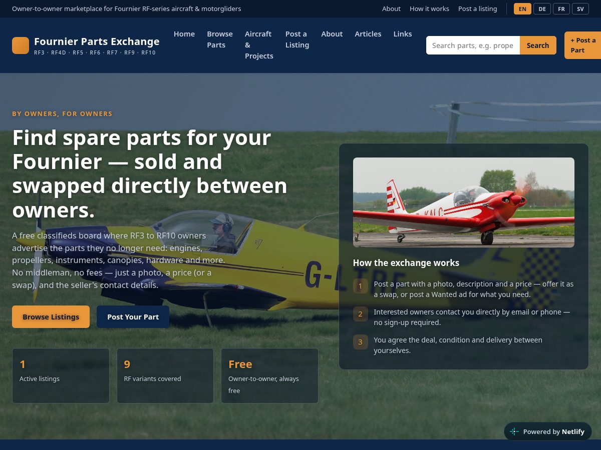 Landing-page snapshot of fournierparts.com