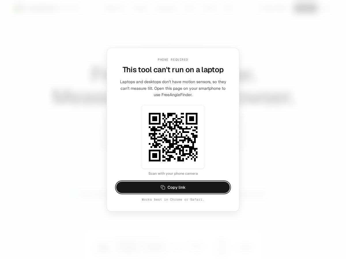 Landing-page snapshot of freeanglefinder.com